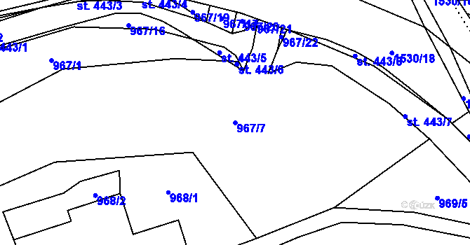 Parcela st. 967/7 v KÚ Pusté Žibřidovice, Katastrální mapa