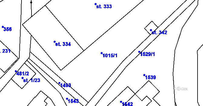 Parcela st. 1015/1 v KÚ Pusté Žibřidovice, Katastrální mapa