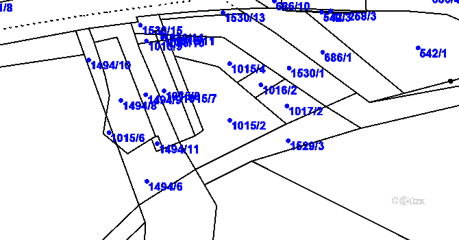 Parcela st. 1015/2 v KÚ Pusté Žibřidovice, Katastrální mapa