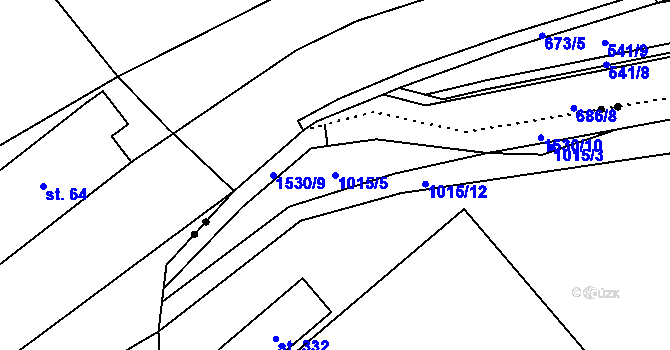 Parcela st. 1015/5 v KÚ Pusté Žibřidovice, Katastrální mapa