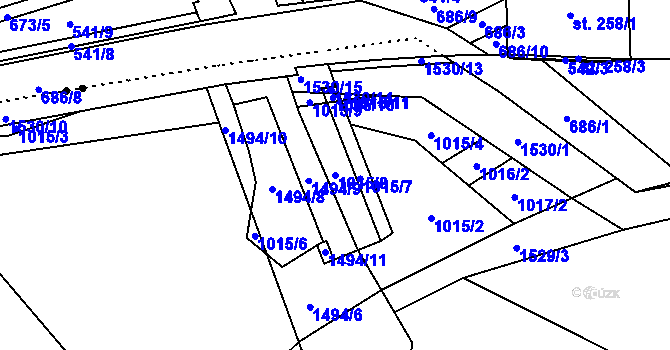 Parcela st. 1015/8 v KÚ Pusté Žibřidovice, Katastrální mapa