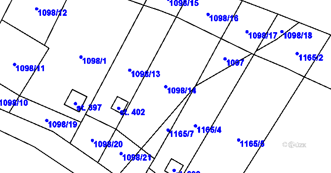 Parcela st. 1098/14 v KÚ Pusté Žibřidovice, Katastrální mapa