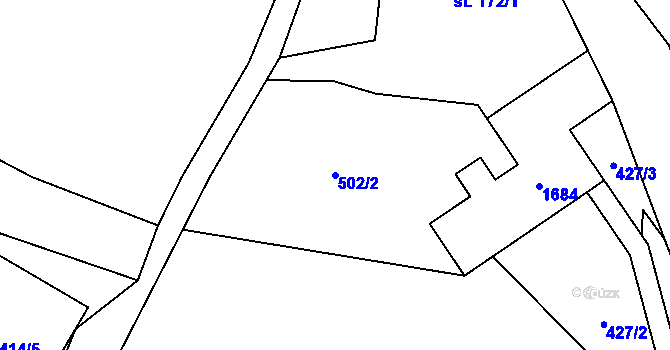 Parcela st. 502/2 v KÚ Pusté Žibřidovice, Katastrální mapa