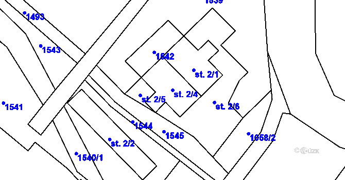 Parcela st. 2/4 v KÚ Pusté Žibřidovice, Katastrální mapa