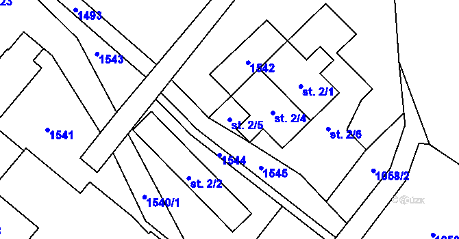 Parcela st. 2/5 v KÚ Pusté Žibřidovice, Katastrální mapa