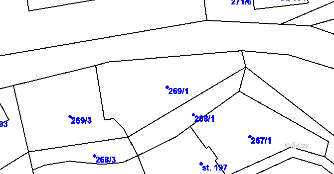Parcela st. 269/1 v KÚ Pusté Žibřidovice, Katastrální mapa