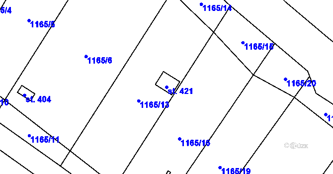 Parcela st. 421 v KÚ Pusté Žibřidovice, Katastrální mapa