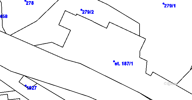 Parcela st. 187/1 v KÚ Pusté Žibřidovice, Katastrální mapa