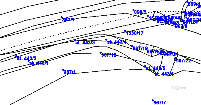 Parcela st. 967/16 v KÚ Pusté Žibřidovice, Katastrální mapa
