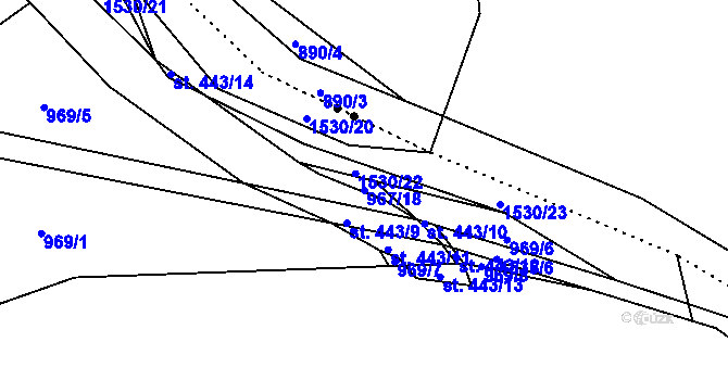 Parcela st. 967/18 v KÚ Pusté Žibřidovice, Katastrální mapa