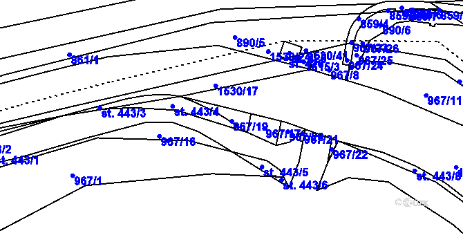 Parcela st. 967/19 v KÚ Pusté Žibřidovice, Katastrální mapa