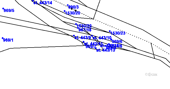 Parcela st. 969/7 v KÚ Pusté Žibřidovice, Katastrální mapa