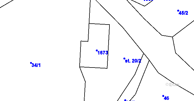 Parcela st. 20/1 v KÚ Pusté Žibřidovice, Katastrální mapa