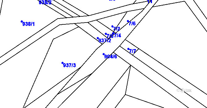 Parcela st. 904/6 v KÚ Pusté Žibřidovice, Katastrální mapa