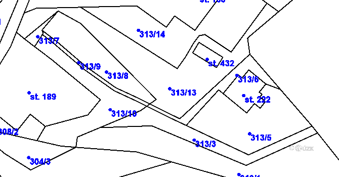 Parcela st. 313/13 v KÚ Pusté Žibřidovice, Katastrální mapa
