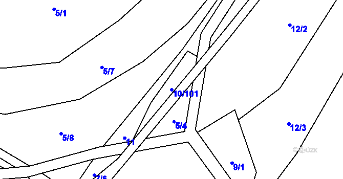 Parcela st. 10/101 v KÚ Pusté Žibřidovice, Katastrální mapa