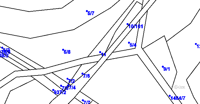 Parcela st. 11 v KÚ Pusté Žibřidovice, Katastrální mapa