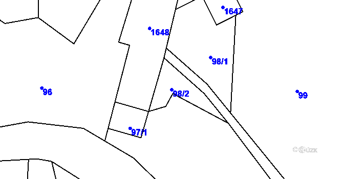 Parcela st. 98/2 v KÚ Pusté Žibřidovice, Katastrální mapa