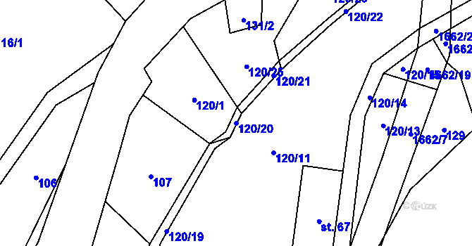 Parcela st. 120/20 v KÚ Pusté Žibřidovice, Katastrální mapa