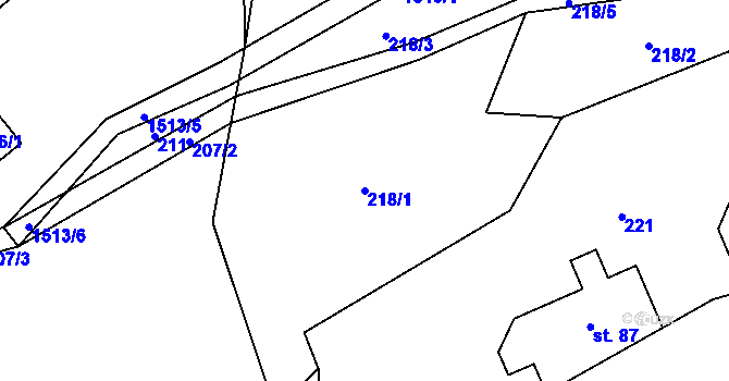 Parcela st. 218/1 v KÚ Pusté Žibřidovice, Katastrální mapa