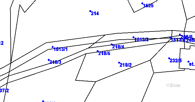 Parcela st. 218/5 v KÚ Pusté Žibřidovice, Katastrální mapa