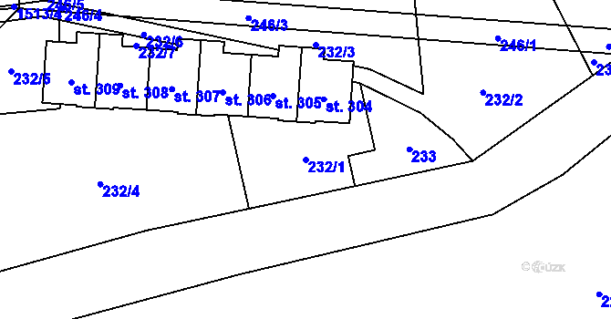 Parcela st. 232/1 v KÚ Pusté Žibřidovice, Katastrální mapa