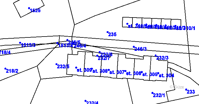 Parcela st. 232/6 v KÚ Pusté Žibřidovice, Katastrální mapa