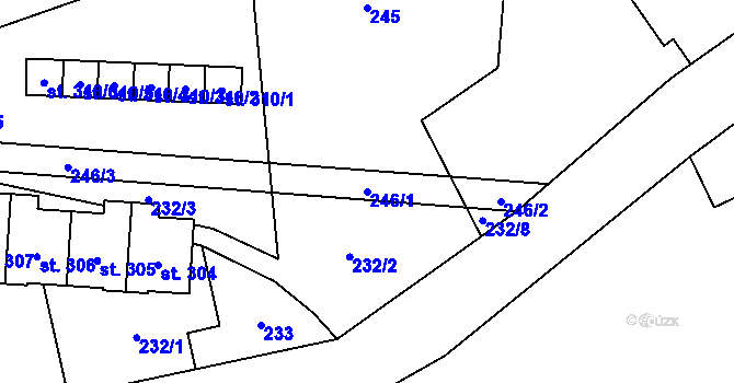 Parcela st. 246/1 v KÚ Pusté Žibřidovice, Katastrální mapa