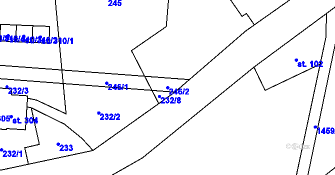 Parcela st. 246/2 v KÚ Pusté Žibřidovice, Katastrální mapa