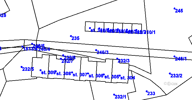 Parcela st. 246/3 v KÚ Pusté Žibřidovice, Katastrální mapa