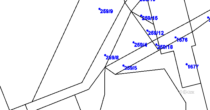 Parcela st. 259/8 v KÚ Pusté Žibřidovice, Katastrální mapa