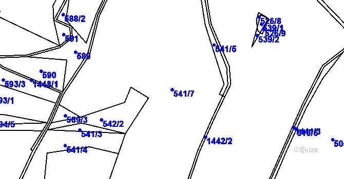 Parcela st. 541/7 v KÚ Pusté Žibřidovice, Katastrální mapa