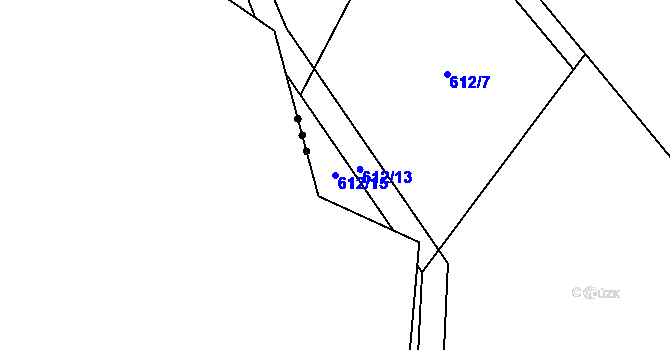 Parcela st. 612/15 v KÚ Pusté Žibřidovice, Katastrální mapa