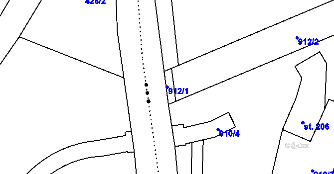 Parcela st. 912/1 v KÚ Pusté Žibřidovice, Katastrální mapa