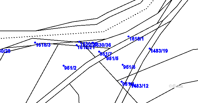 Parcela st. 951/7 v KÚ Pusté Žibřidovice, Katastrální mapa