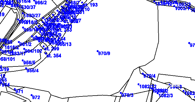 Parcela st. 970/9 v KÚ Pusté Žibřidovice, Katastrální mapa