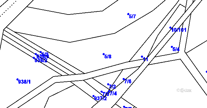 Parcela st. 5/8 v KÚ Pusté Žibřidovice, Katastrální mapa
