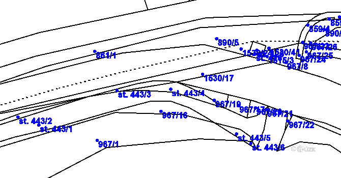 Parcela st. 443/4 v KÚ Pusté Žibřidovice, Katastrální mapa