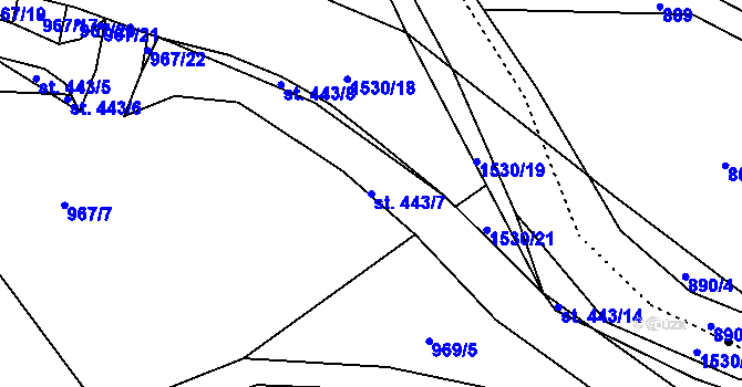 Parcela st. 443/7 v KÚ Pusté Žibřidovice, Katastrální mapa