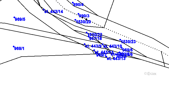 Parcela st. 443/9 v KÚ Pusté Žibřidovice, Katastrální mapa