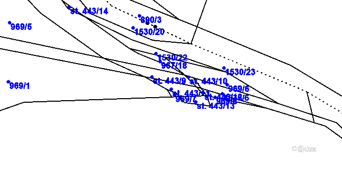 Parcela st. 443/11 v KÚ Pusté Žibřidovice, Katastrální mapa