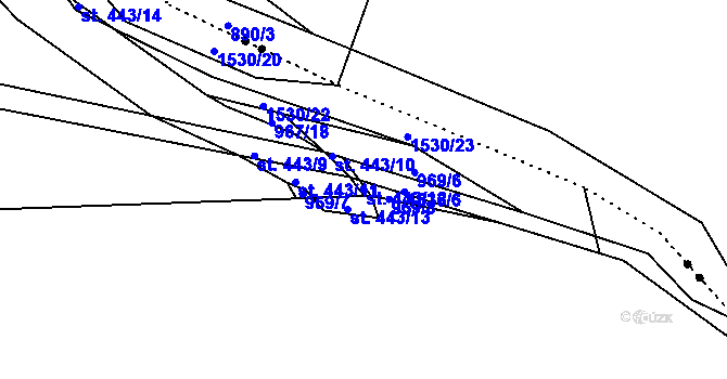 Parcela st. 443/12 v KÚ Pusté Žibřidovice, Katastrální mapa