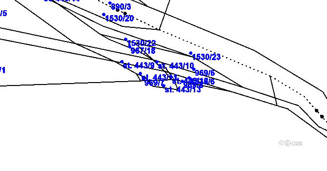Parcela st. 443/13 v KÚ Pusté Žibřidovice, Katastrální mapa