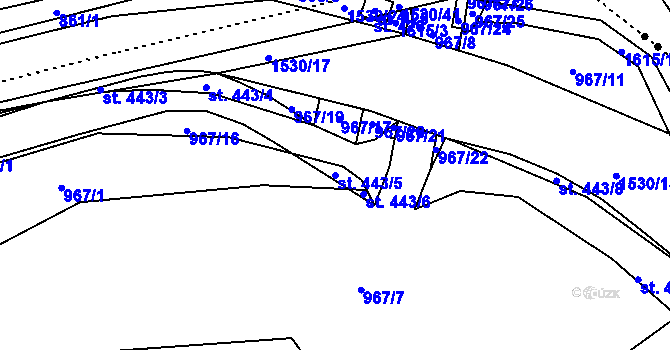 Parcela st. 443/5 v KÚ Pusté Žibřidovice, Katastrální mapa