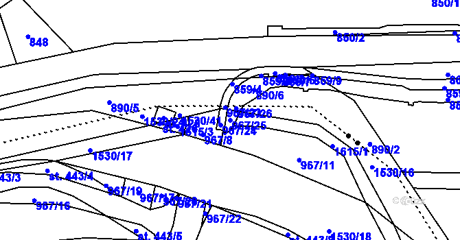 Parcela st. 967/25 v KÚ Pusté Žibřidovice, Katastrální mapa