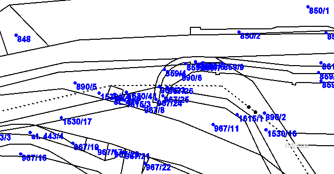 Parcela st. 967/26 v KÚ Pusté Žibřidovice, Katastrální mapa