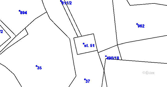 Parcela st. 51 v KÚ Heřmanov v Krušných horách, Katastrální mapa