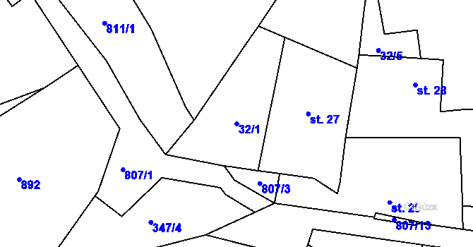 Parcela st. 32/1 v KÚ Heřmanov v Krušných horách, Katastrální mapa