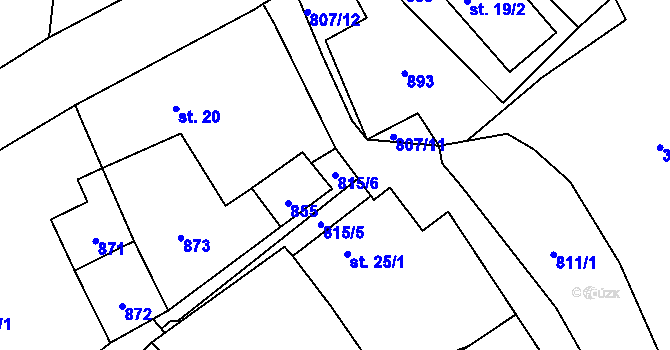 Parcela st. 815/6 v KÚ Heřmanov v Krušných horách, Katastrální mapa
