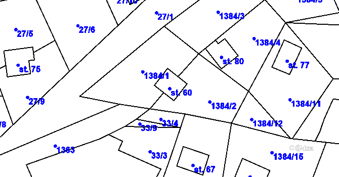 Parcela st. 60 v KÚ Hradecká, Katastrální mapa